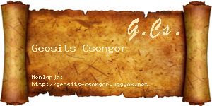 Geosits Csongor névjegykártya